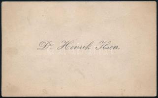 Henrik Johan Ibsen (1828-1906) norvég drámaíró, színházi rendező, költő névjegykártyája / Business card of Norwegian writer Henrik Ibsen.