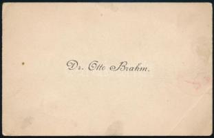 Otto Brahm irodalomkritikus (1856-1912) névjegykártyája / Business card
