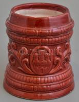 1 db sörös korsó, mázas kerámia, Sopron címerrel és felirattal, apró lepattanással, m. 12,5 cm + 2 d...