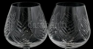 6 db konyakos kristály pohár készlet, egyiken kisebb csorba, m: 9,5 cm