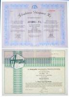 1991-1993. 5db részvényből álló tétel + 1db "Első Danubius Közrakzározási és Kereskedelmi Zrt.&...