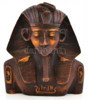 Egyiptomi fáraófej, műgyanta asztali dísz, apró kopásokkal, m: 19 cm