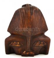 Egyiptomi fáraófej, műgyanta asztali dísz, apró kopásokkal, m: 19 cm