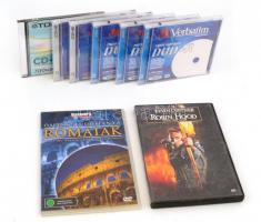 Vegyes CD-DVD tétel, 8 db, közte: Verbatim DVD+R 3 db, Verbatim CD-R 2 db, TDK CD-R80, bontatlanok, +Őseink Tudománya Rómaiak DVD ,Robin Hood DVD