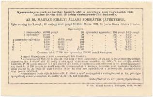 Budapest 1931. "56. Magyar Királyi Állami Sorsjáték" fél-sorsjegye T:III
Hungary Budapest...
