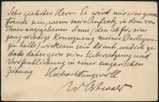 1909 Wilhelm Friedrich Ostwald (1853-1932) Nobel díjas német kémikus, a fizikai kémia úttörője autog...