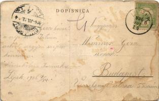 1906 Lipik, Kolodvorska ulica / Vasút utca / Bahn-Gasse / street to the railway station (kopott sark...