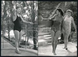 Úszókkal, vízi sportolókkal kapcsolatos 8 db fotó, 12×17 cm