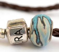 Ezüst(Ag) karkötő, charmmal, Pandora jelzéssel, d: 7 cm, bruttó: 5,3 g