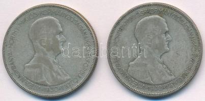 1930. 5P "Horthy jobbra" Ag (2x) T:3 Adamo P8