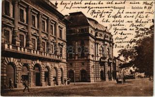 1916 Szeged, Színház, villamos. Schwrz Jenő kiadása