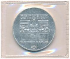 Ausztria 1976. 100Sch Ag "Innsbruck - XII. téli olimpia / Síelő" műanyag tokban T:1-
Aust...