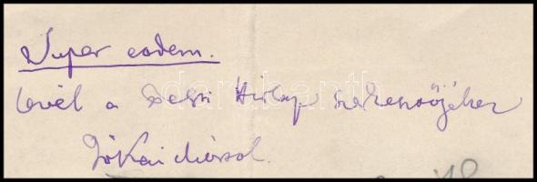 cca 1900 Jókai Mór (1825-1904) szőlőjéről, a szőlő kártevőiről írt kézirata a Pesti Hírlap kedves ol...