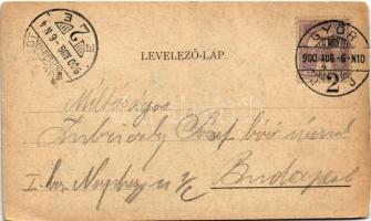 1900 Győr, Városháza, kerékpár. Pannonia papírkereskedés kiadása (kopott sarkak / worn corners)