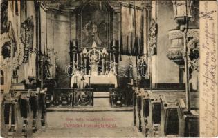 1908 Mezőfalva, Hercegfalva; Római katolikus templom, belső. Sándor Jenő kiadása (EK)