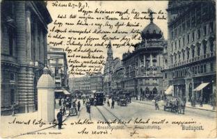 1904 Budapest VIII. Erzsébet körút, villamos, üzletek. Divald Károly 1. sz. (Rb)
