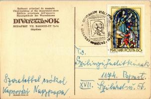 Budapest VII. Magyar Divatcsarnok főépülete, reklámlap. Rákóczi út 72-74.  s: Abonyi + "46. Bél...