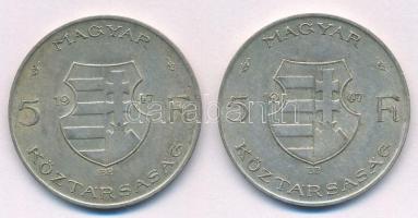 1947. 5Ft Ag "Kossuth" (2x) T:2- Adamo F8.1