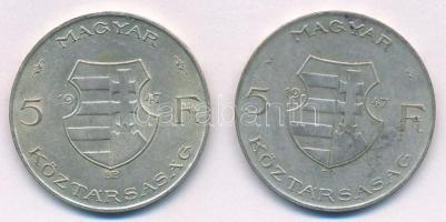 1947. 5Ft Ag "Kossuth" (2x) T:2,2- Adamo F8.1