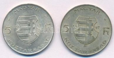 1947. 5Ft Ag "Kossuth" (2x) T:2,2- Adamo F8.1