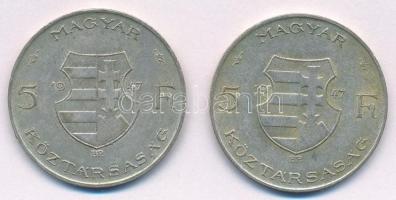 1947. 5Ft Ag "Kossuth" (2x) T:2- egyiken erős szennyeződés Adamo F8.1