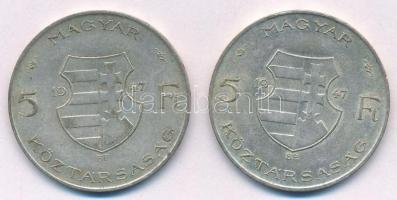 1947. 5Ft Ag "Kossuth" (2x) T:2- kis patina Adamo F8.1