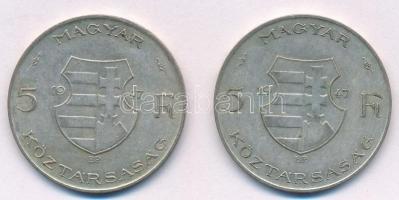 1947. 5Ft Ag "Kossuth" (2x) T:2- Adamo F8.1