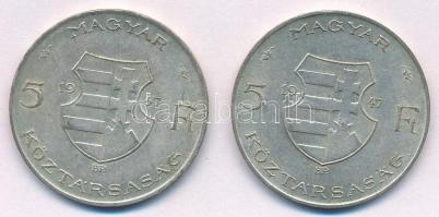 1947. 5Ft Ag "Kossuth" (2x) T:2- Adamo F8.1
