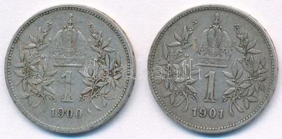 Ausztria 1900-1901. 1K Ag "Ferenc József" (2x) T:2- kis patina
Austria 1900-1901. 1 Coron...