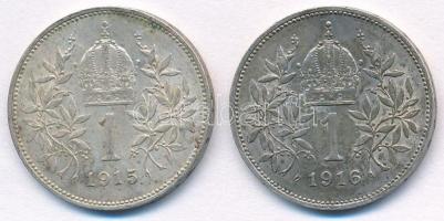 Ausztria 1915-1916. 1K Ag "Ferenc József" (2x) T:2 kis patina
Austria 1915-1916. 1 Corona...
