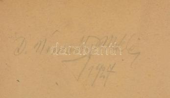 Némethy Miklós (?-?): Városi panoráma (Budapest?). Olaj, karton, hátoldalán jelzett és datált (Német...