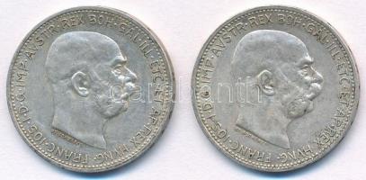 Ausztria 1912-1913. 1K Ag Ferenc József (2x) T:2  Austria 1912-1913. 1 Corona Ag Franz Joseph (2x) C:XF Krause KM#2820