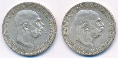 Ausztria 1912-1913. 1K Ag "Ferenc József" (2x) T:2  Austria 1912-1913. 1 Corona Ag "Franz Joseph" (2x) C:XF Krause KM#2820