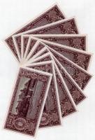 1945. 100P (9x) közte 5db sorszámkövető és egy sorszámkövető pár, a bankjegyek jobb oldalán jelölőcs...