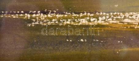 Dobroszláv József (1932-2016): Tájkép. Akvarell, papír, jelzett, üvegezett fa keretben, 26x46,5 cm