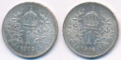 Ausztria 1915-1916. 1K Ag "Ferenc József" (2x) T:1-,2 egyiken szennyeződés
Austria 1915-1...