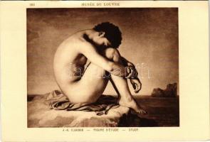 Musée du Louvre. Figure dÉtude / Study, gently erotic man s: J.H. Flandrin (cut)