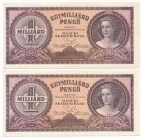 1946. 1.000.000.000P (5x) közte 3db sorszámkövető, mind látványosan balra tolódott nyomattal T:I
Ad...