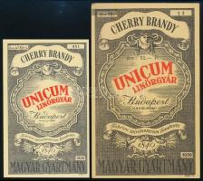 Unicum Likőrgyár Cherry Brandy 2 db különböző méretű címke