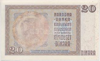 Jugoszlávia 1936. 20D nyomdahibás T:I Yugoslavia 1936. 20 Dinara printing error C:UNC Krause 30