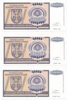 Horvátország / Krajna Szerb Köztársaság 1993. 1.000.000D (3x), közte sorszámkövető pár T:I,I-
Croat...
