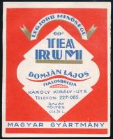 Domján Lajos Italosboltja tea rum italcímke