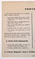 cca 1940 Női zsidó rituális fürdő mikve, felelös kiadó Weltz Izráel rabbi, Gewürcz Ferdinánd ny., pa...