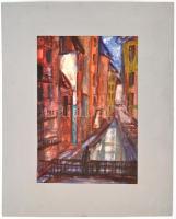 Sztojka László (1910-1971): Kolozsvári házak. Vegyes technika, papír, jelzett, paszpartuban, hátolda...