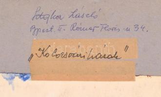 Sztojka László (1910-1971): Kolozsvári házak. Vegyes technika, papír, jelzett, paszpartuban, hátolda...