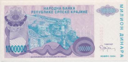 Horvátország / Krajna Szerb Köztársaság 1994. 1.000.000D "Z 0000222" T:I
Croatia / Republ...