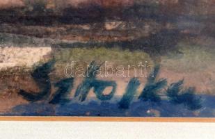 Sztojka László (1910-1971): Erdélyi utca. Akvarell, papír, jelzett, üvegezett fa keretben, 29×40,5 c...