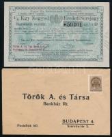 Török A. és Társa sorsjegy + ismertető + boríték, 3 db