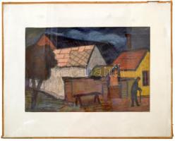 Sztojka László (1910-1971): Kolozsvár környéke. Pasztell, papír, jelzett, paszpartuban, üveg mögött,...