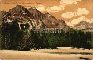 1915 Fogaras, Fagaras; Bucsecs-hegység részlete télen. Thierfeld D. kiadása / Partie des Butschetsch / Muntii Bucegi / mountain in winter (EK)